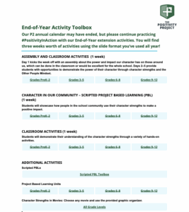 end of year activity toolbox